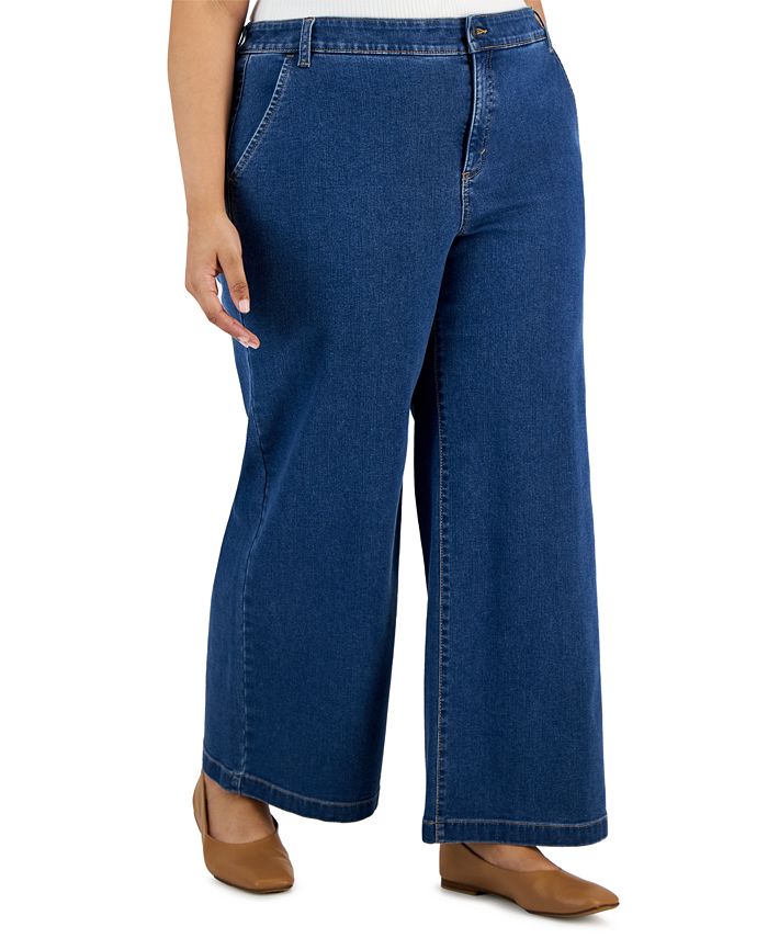 Style & Co Wide-Leg Cropped Pull-On Jeans, Created for Macy's - Macy's