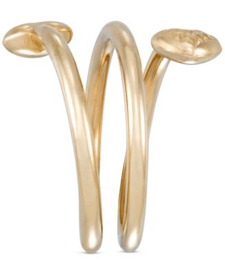 Textured Heart Polished Spiral Bypass Ring in 10k Gold