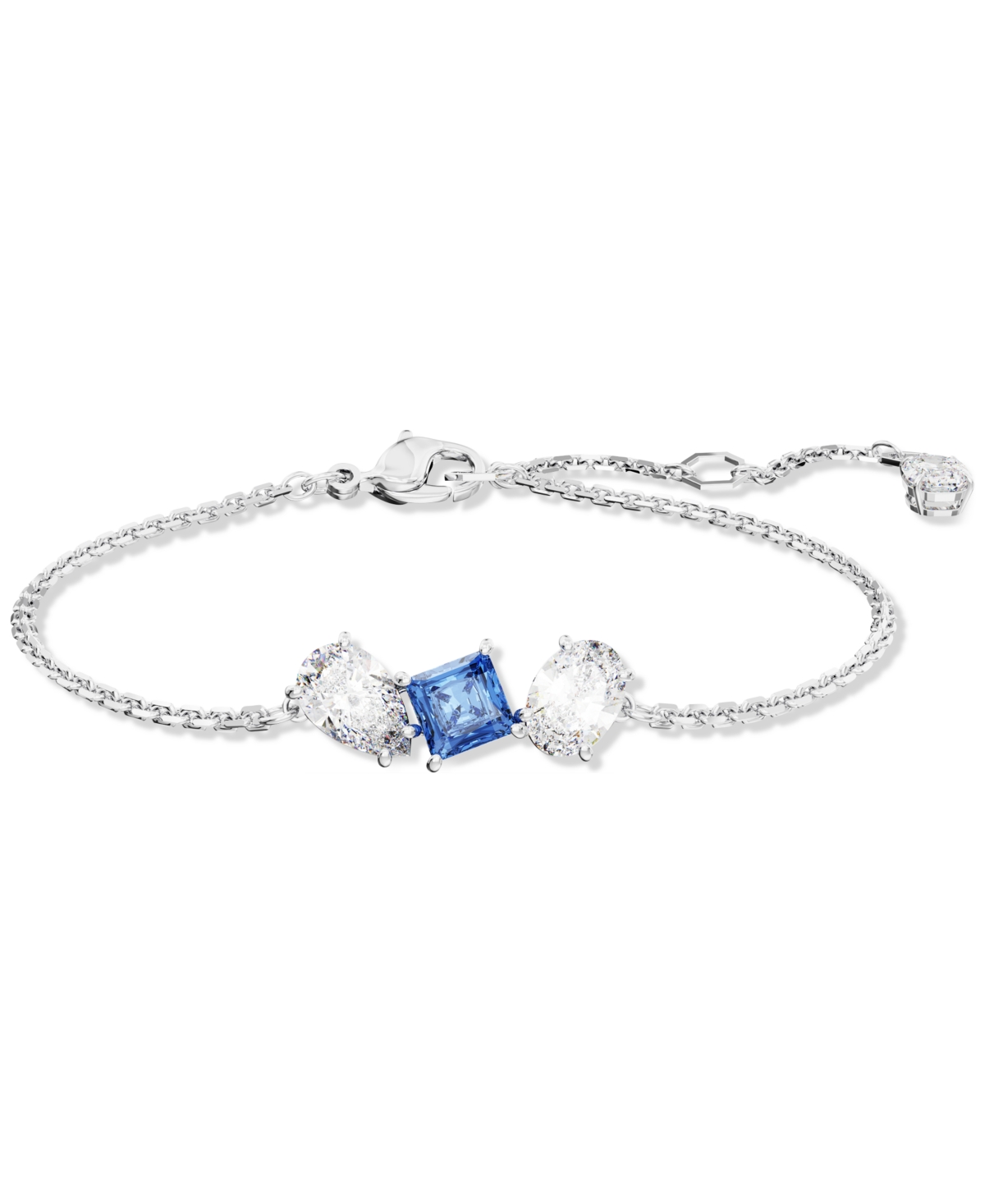 Shop Swarovski Rhodium-plated Mixed Crystal Link Bracelet In Blue