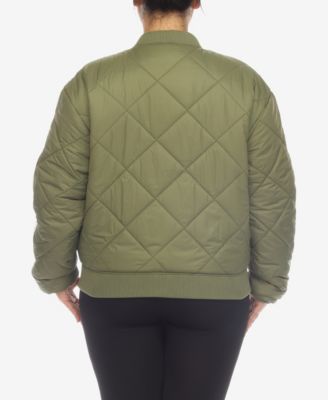 Plus Size Diamond Quilted Puffer Bomber Jacket