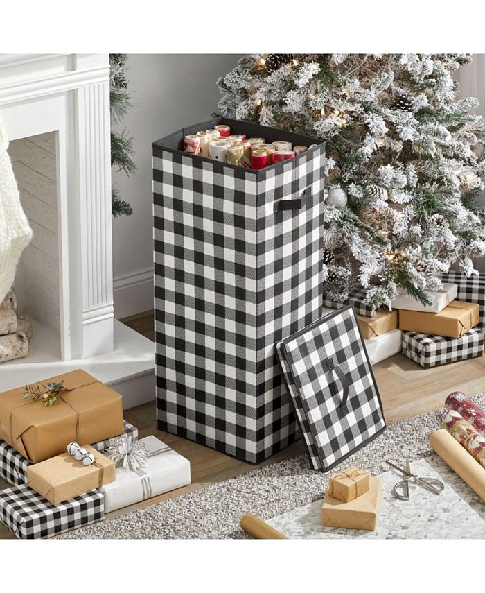 MDesign Tall Gift-Wrapping Paper Storage Box with Handles +