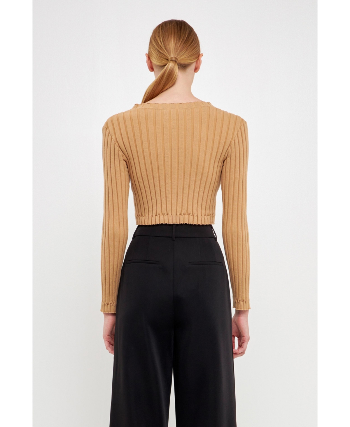 endless rose Women's Long Sleeve Ruffled Knit