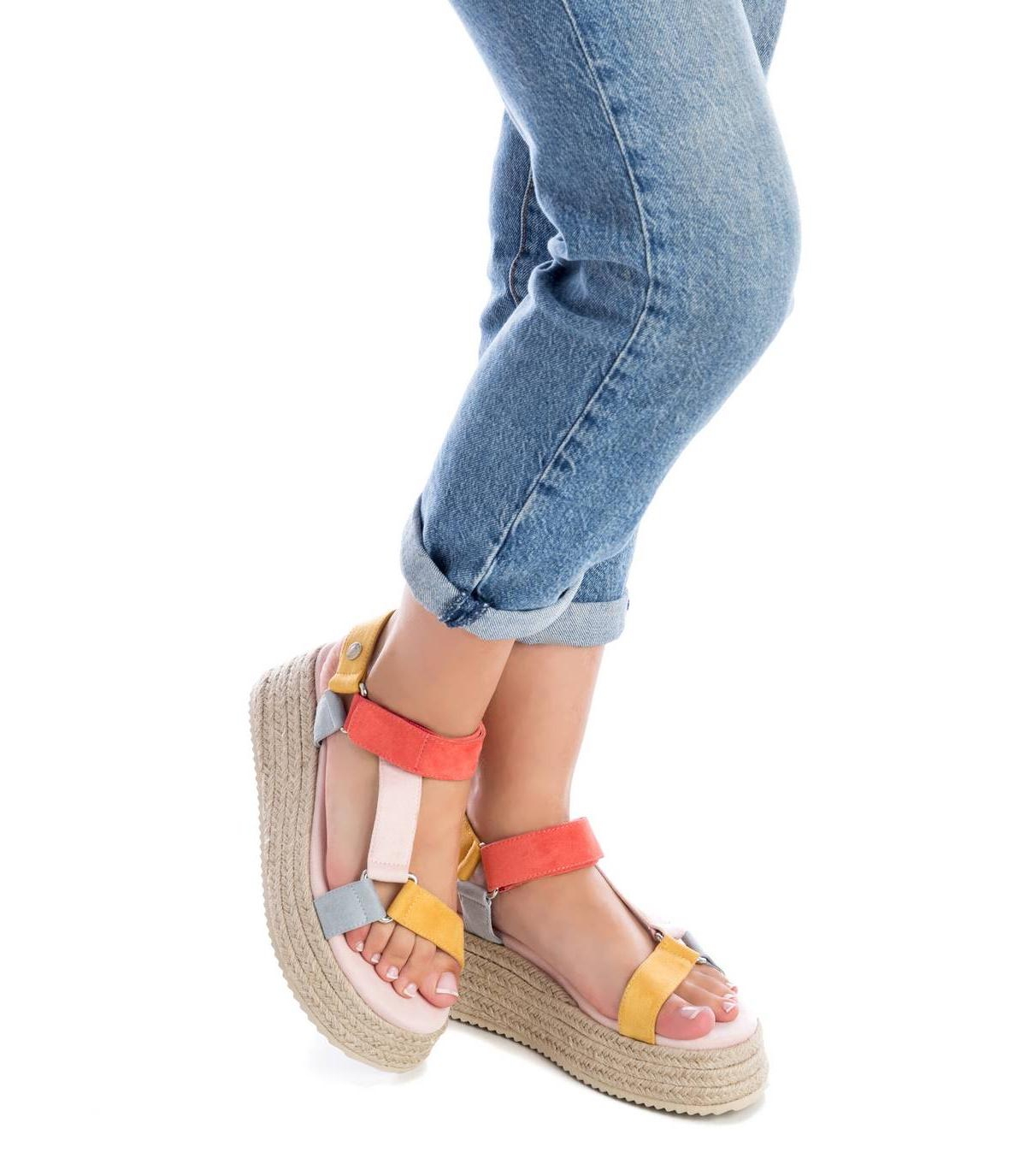 Xti Women's Suede Strappy Sandals With Jute Platform By