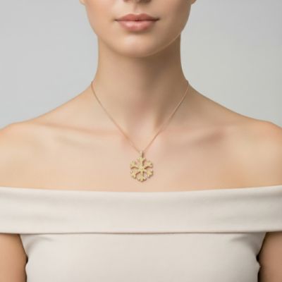 Sterling Silver Cubic Zirconia Snowflake Pendant