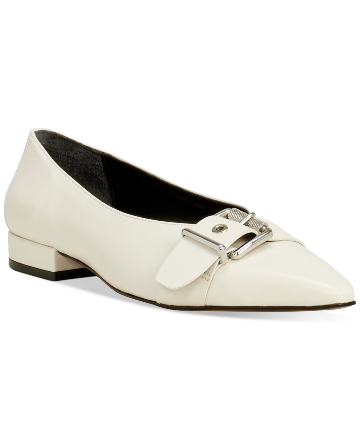 Women's Megdele Buckled Pointed-Toe Flats - Creamy White Leather