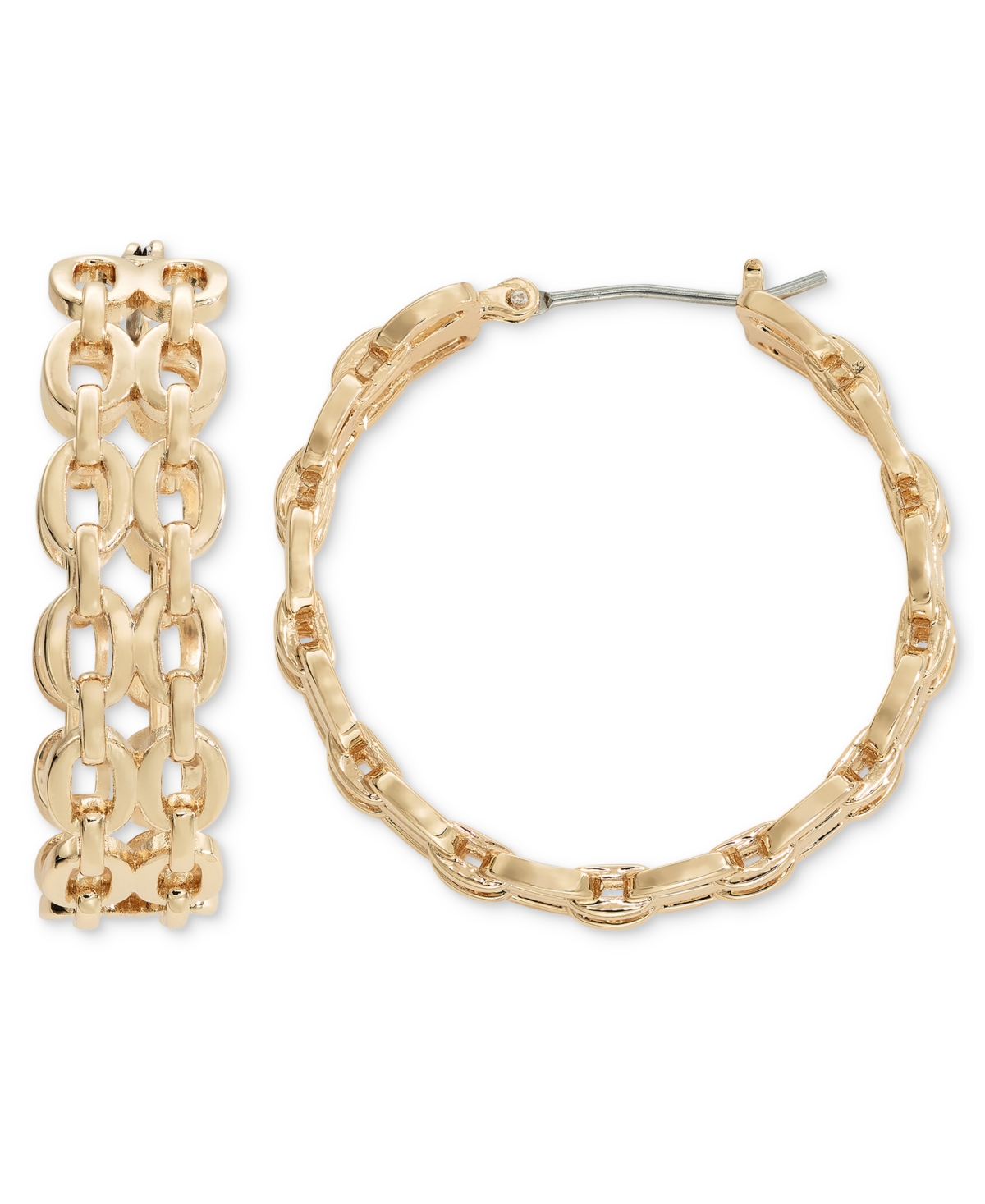 On 34th Chain Link Medium Hoop Earrings, 1.2", Created For Macy's In Gold