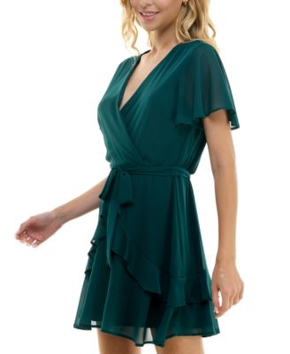 Juniors' Chiffon Tie-Waist Dress