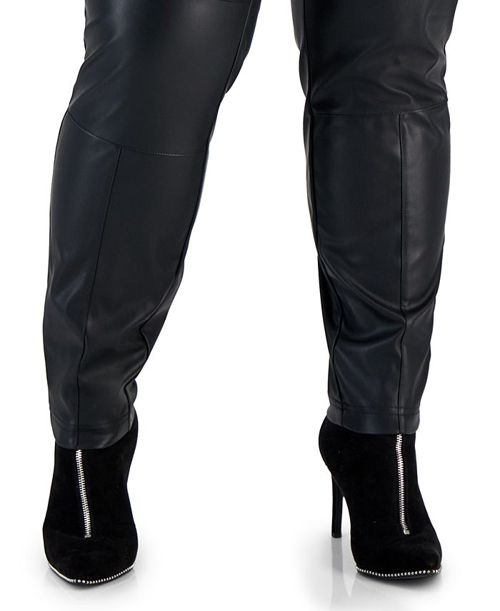 Bar III Trendy Plus Size Faux-Leather Double-Zip Pants, Created for ...