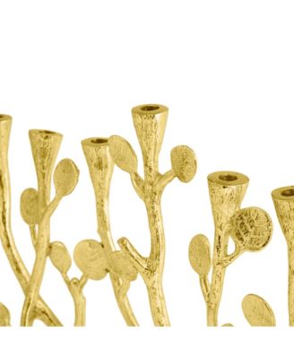 Botanical Leaf Gold-Tone Menorah