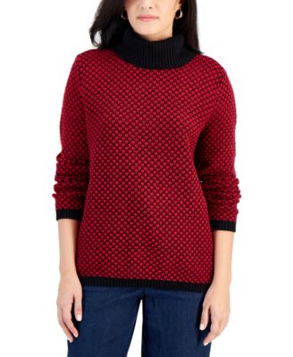 Karen Scott Women s Cotton Two Tone Turtleneck Sweater Created for Macy s Macy s