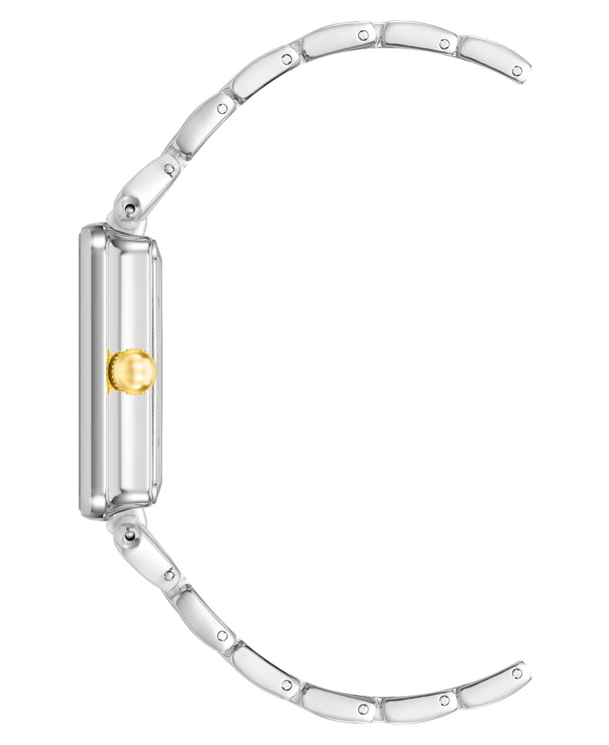 Anne Klein Women's Three Hand Quartz Two-tone Alloy Rectangular Bracelet Watch, 22mm In Silver-tone-gold-tone