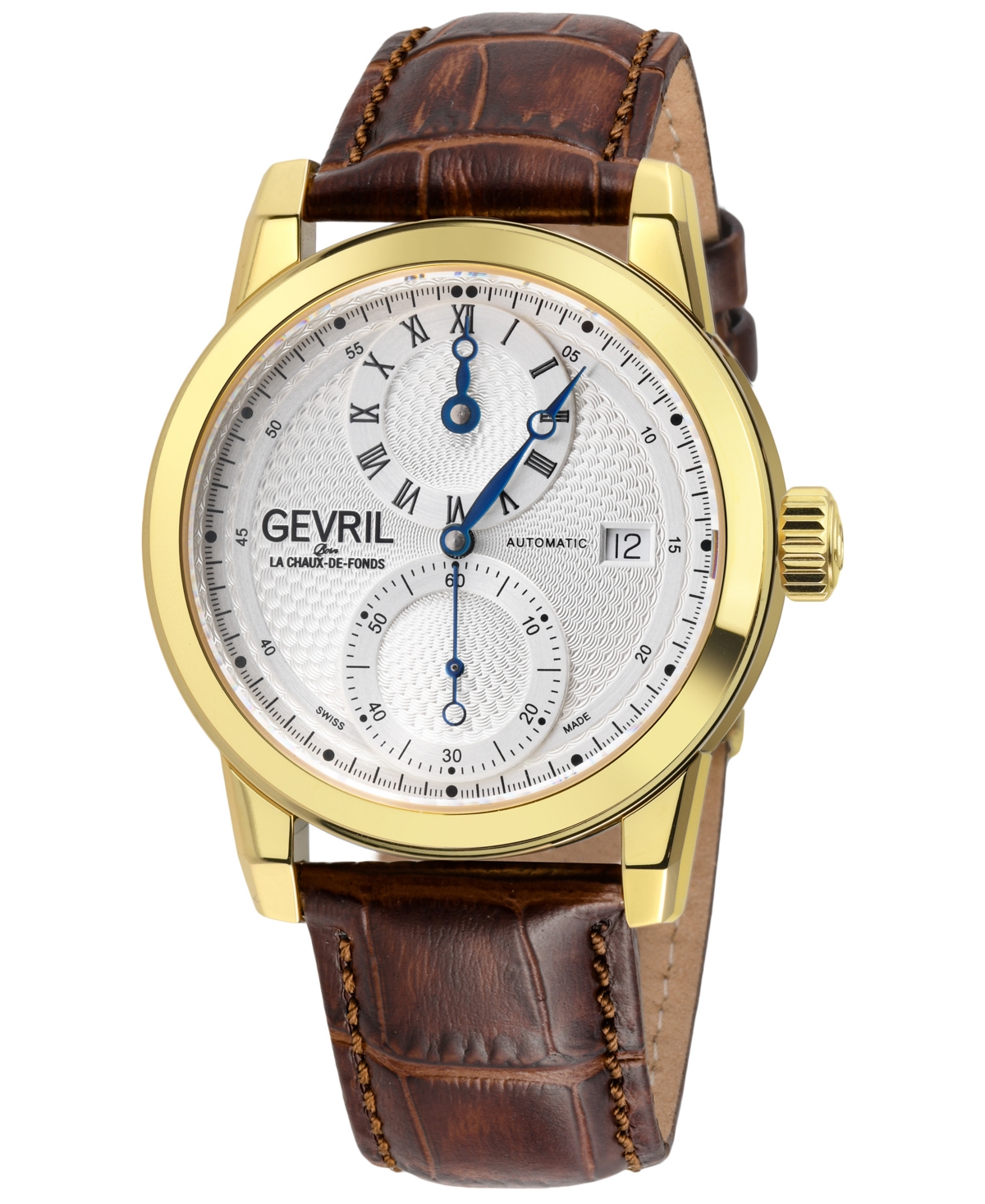 Gevril Men's Gramercy Brown Leather Watch 39mm In Gold