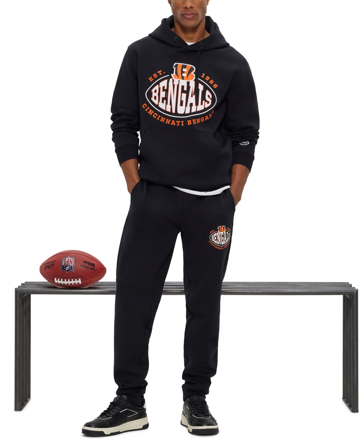 Shop Hugo Boss Boss By  Men's Boss X Nfl Bengals Hoodie In Charcoal