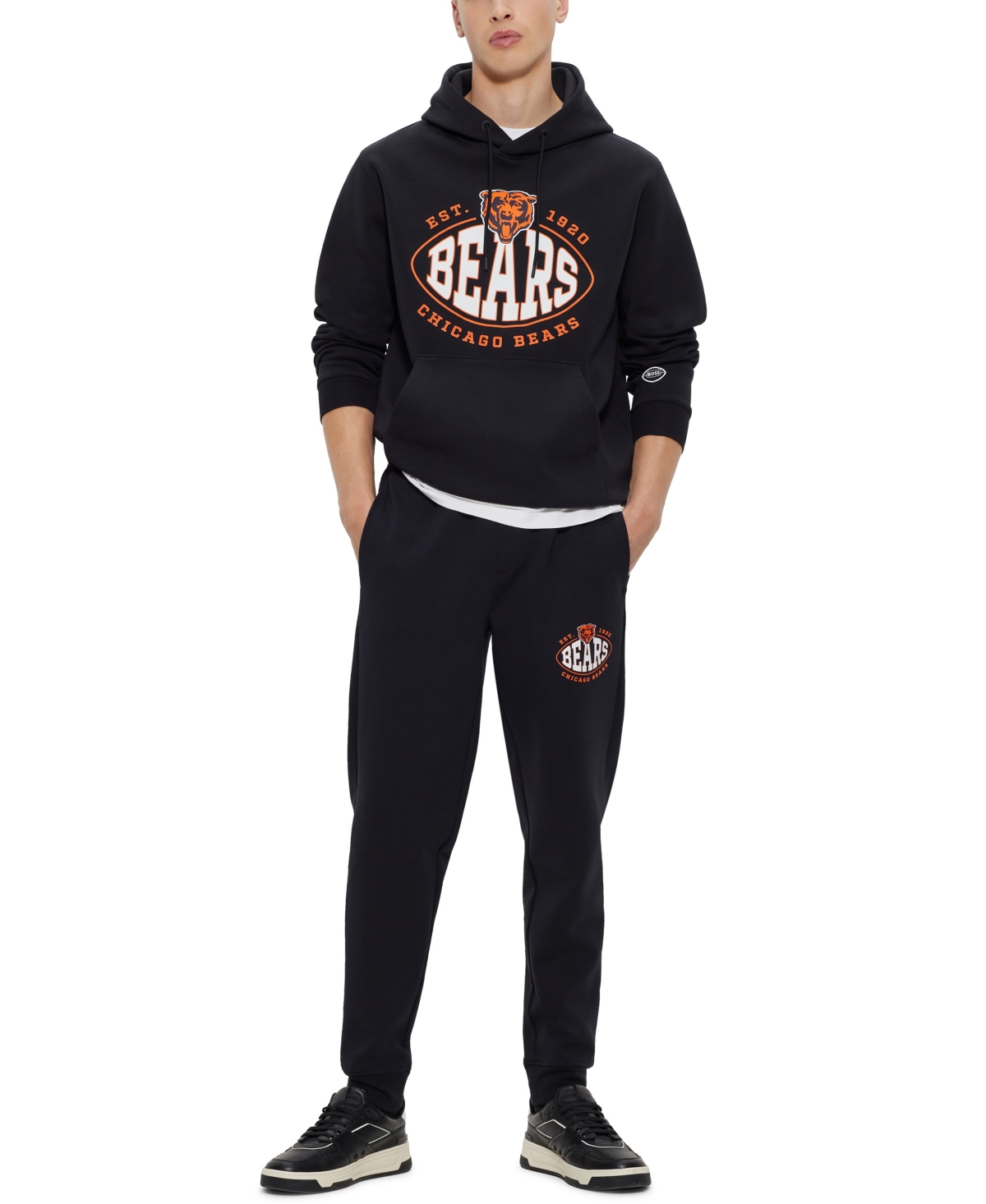 Shop Hugo Boss Boss By  Men's Boss X Nfl Chicago Bears Hoodie In Charcoal