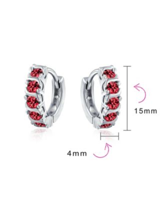 Round Solitaire Cubic Zirconia CZ S-Style Wave Kpop Huggie Hoop Earrings Sterling Silver