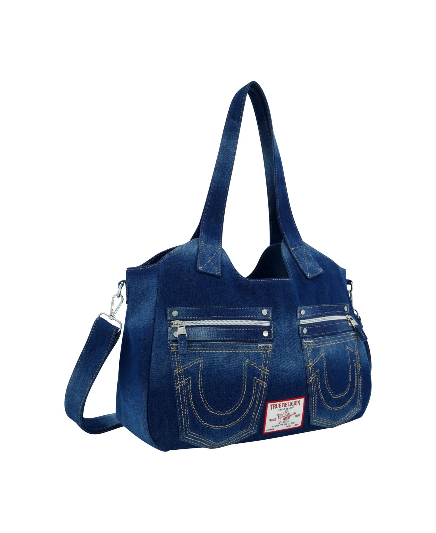 Женская сумка True Religion Horseshoe Stitch Dark Denim Satchel, цвет: Тёмный джинсовый — фото 3