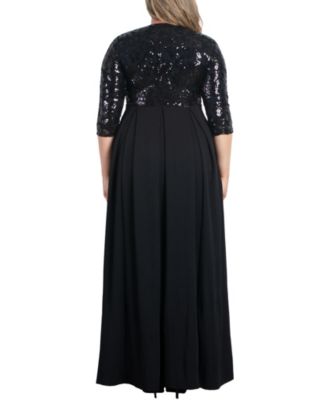 Women's Plus Size Paris Pleated Sequin Gown