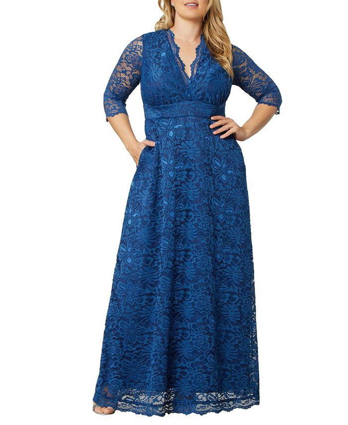 Kiyonna Women's Plus Size Maria Lace Evening Gown - Macy's