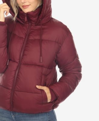 Women's Full Front Zip Hooded Bomber Puffer Jacket