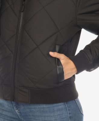 Women's Lightweight Diamond Quilted Puffer Bomber Jacket