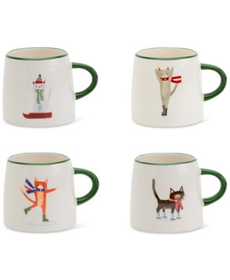 Tabletops Unlimited - Furry Christmas Cats Mugs, Set of 4