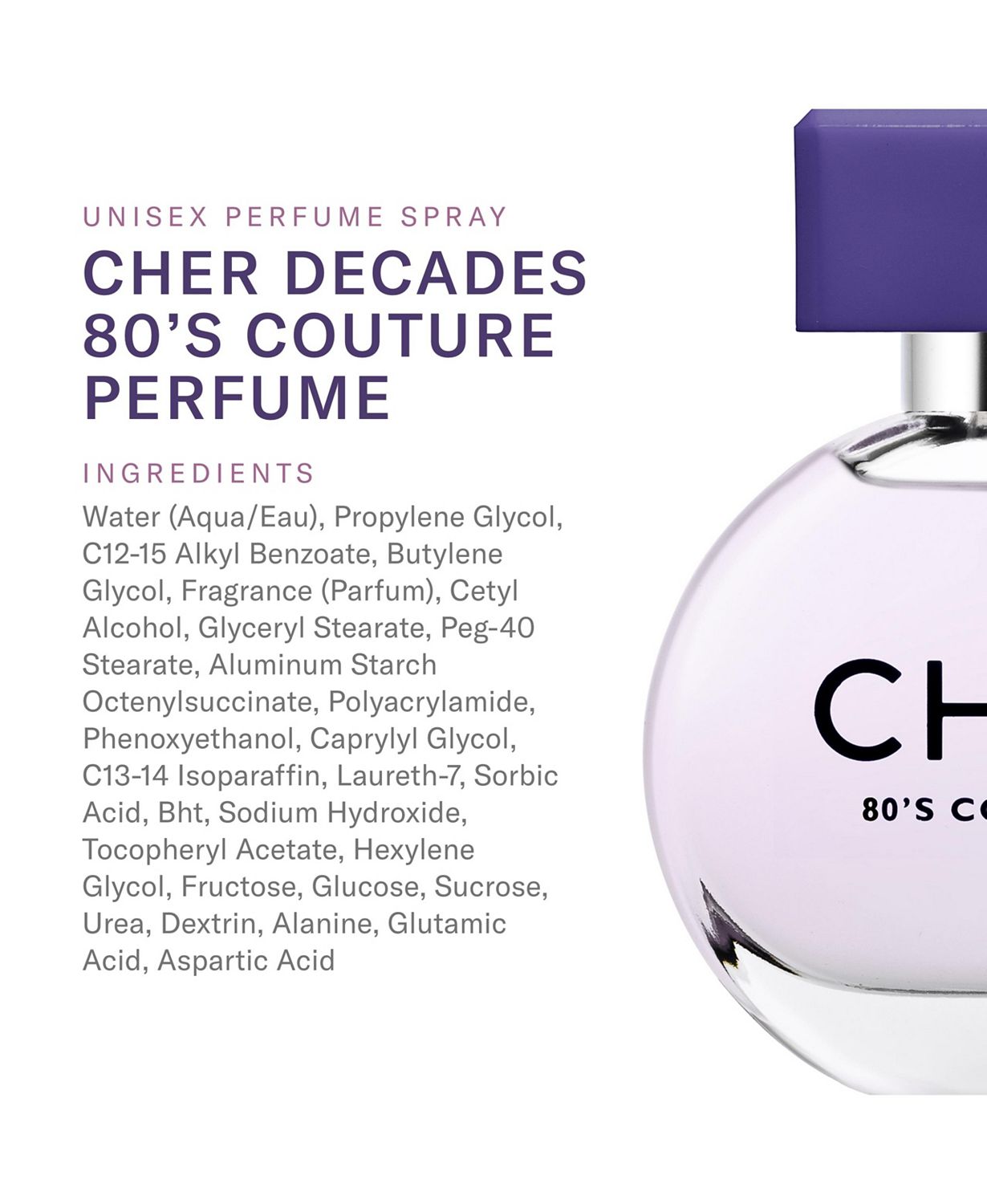 Cher Decades Couture - Unisex Perfume Spray - Cher Decades 80's - 1 Fl oz