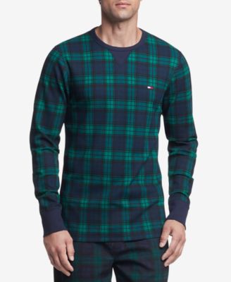 Tommy Hilfiger - Men's Plaid Waffle-Knit Long-Sleeve Crewneck Top