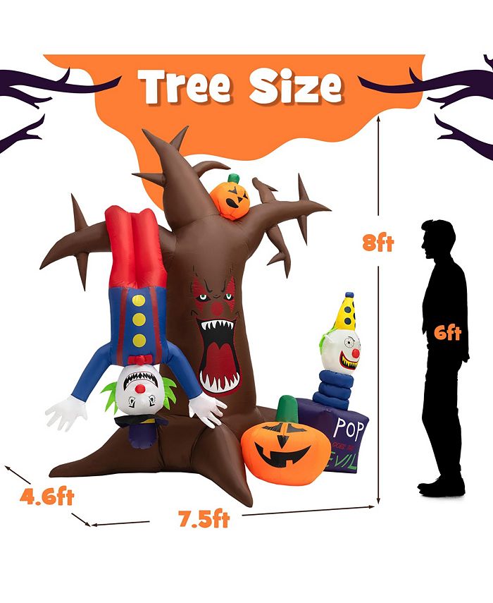 Costway 8 FT Halloween Inflatable Tree Giant Blow-up Spooky Dead Tree ...