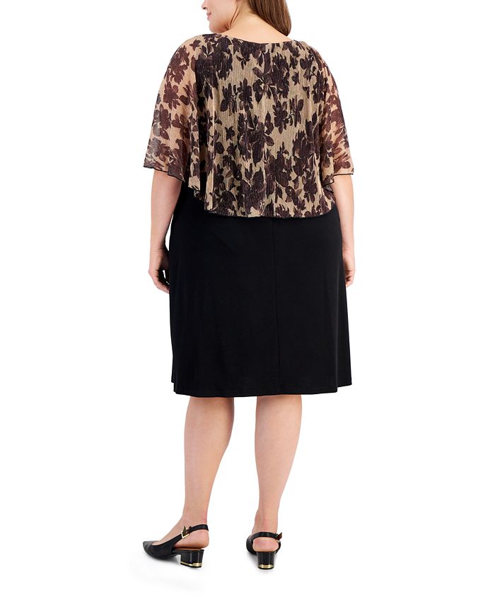 Connected Plus Size Round-Neck Cape-Overlay Sheath Dress - Macy's