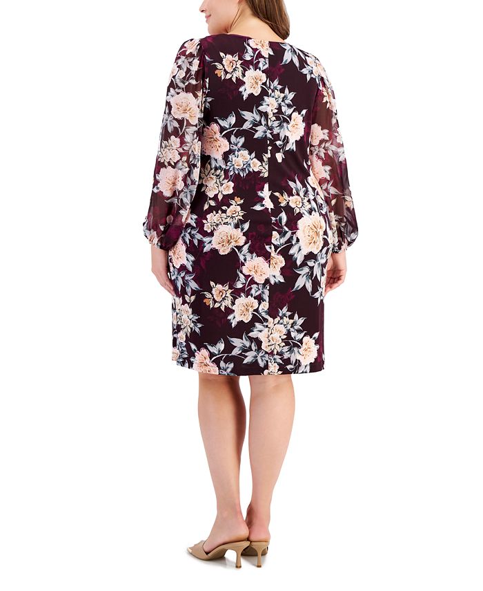 Connected Plus Size BoatNeck LongSleeve Sheath Dress Macy's