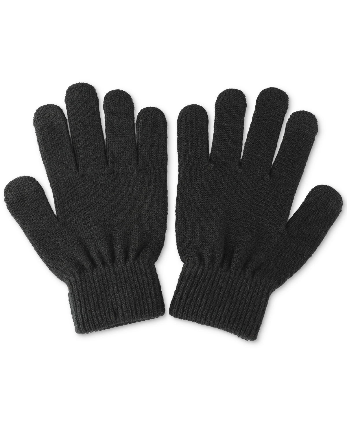 Men's Solid-Color Knit Gloves, Created for Macy's - Black