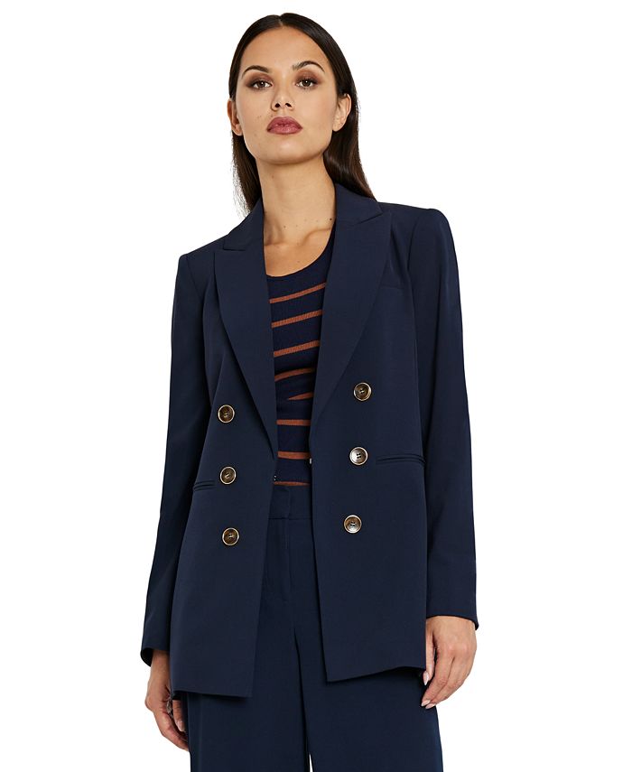 Saashi Women's Autumn Stylish Lapel Long Sleeve Elegant Casual Solid Button Blazer.