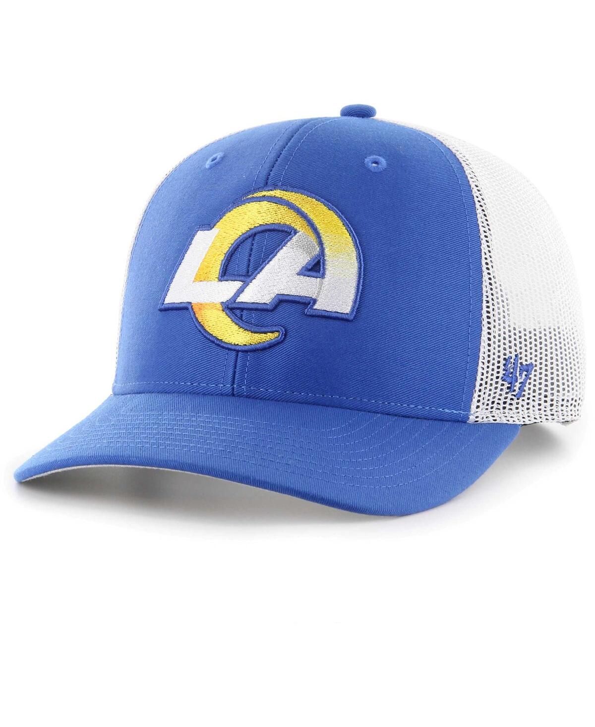 47 Brand Men's ' Royal And White Los Angeles Rams Trophy Trucker Flex Hat