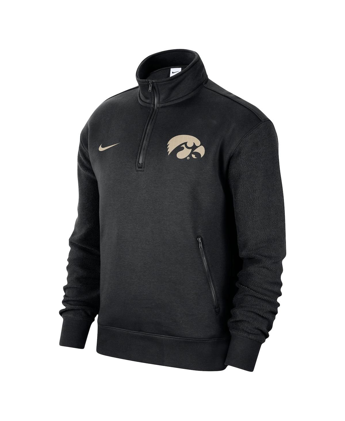 Shop Nike Men's  Black Iowa Hawkeyes Campus Athletic Department Quarter-zip Sweatshirt