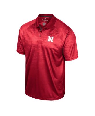 Men's Scarlet Nebraska Huskers Honeycomb Raglan Polo Shirt