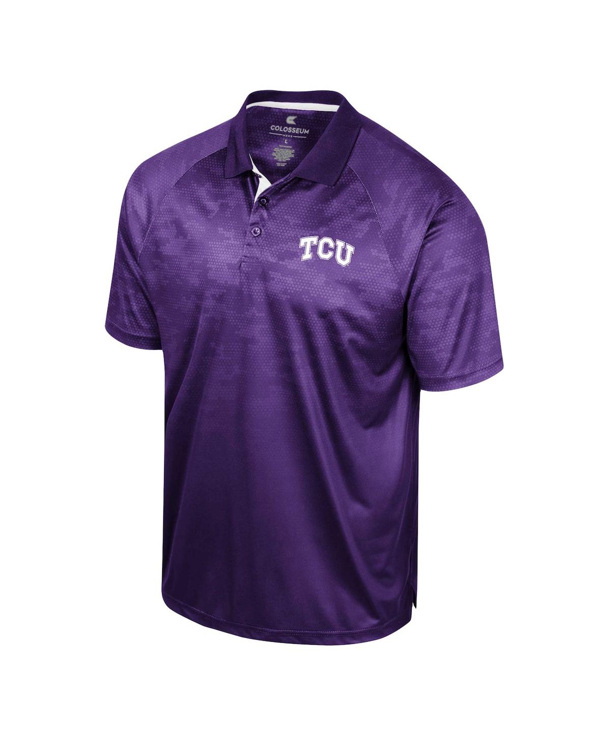COLOSSEUM MEN'S COLOSSEUM PURPLE TCU HORNED FROGS HONEYCOMB RAGLAN POLO SHIRT 