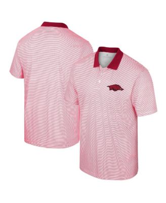 Men's White, Cardinal Arkansas Razorbacks Print Stripe Polo Shirt