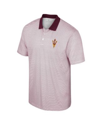 Men's White, Cardinal Arizona Sun Devils Print Stripe Polo Shirt