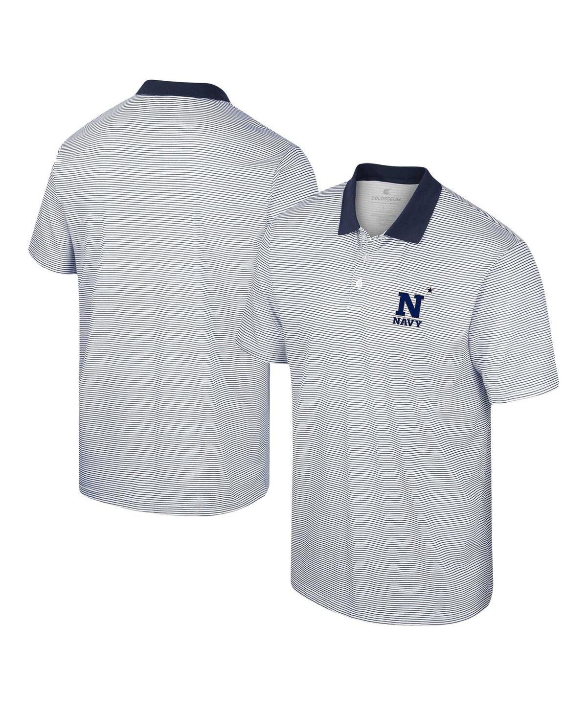 Shop Colosseum Men's  White, Navy Auburn Tigers Print Stripe Polo Shirt In White,navy