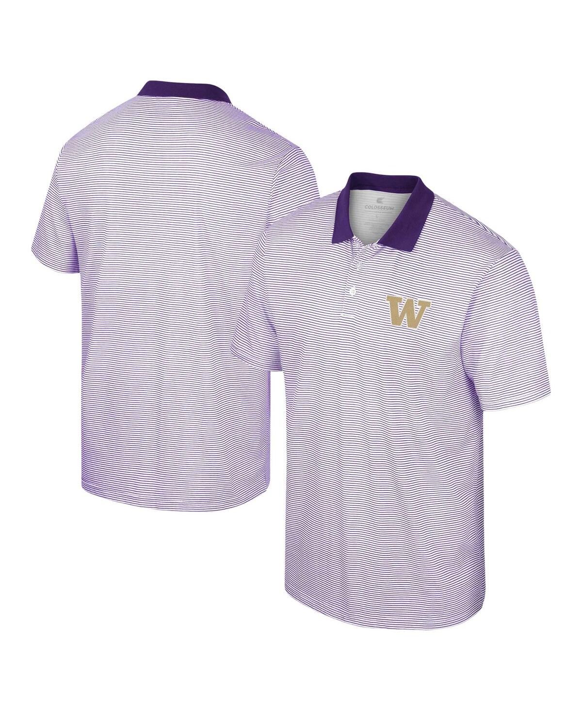 Colosseum Men's  White, Purple Ecu Pirates Print Stripe Polo Shirt In White,purple