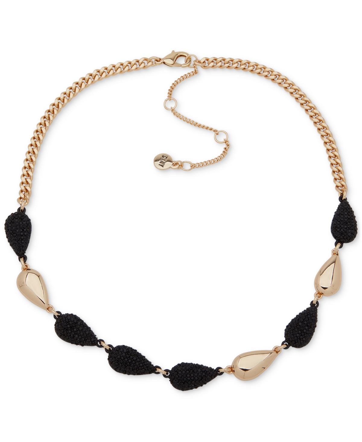 Gold-Tone Black Pave Crystal Statement Necklace, 16" + 3" extender - Black