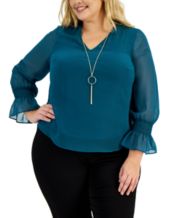 JM Collection Mixed-Button Crinkle Top, Created for Macy's - Macy's