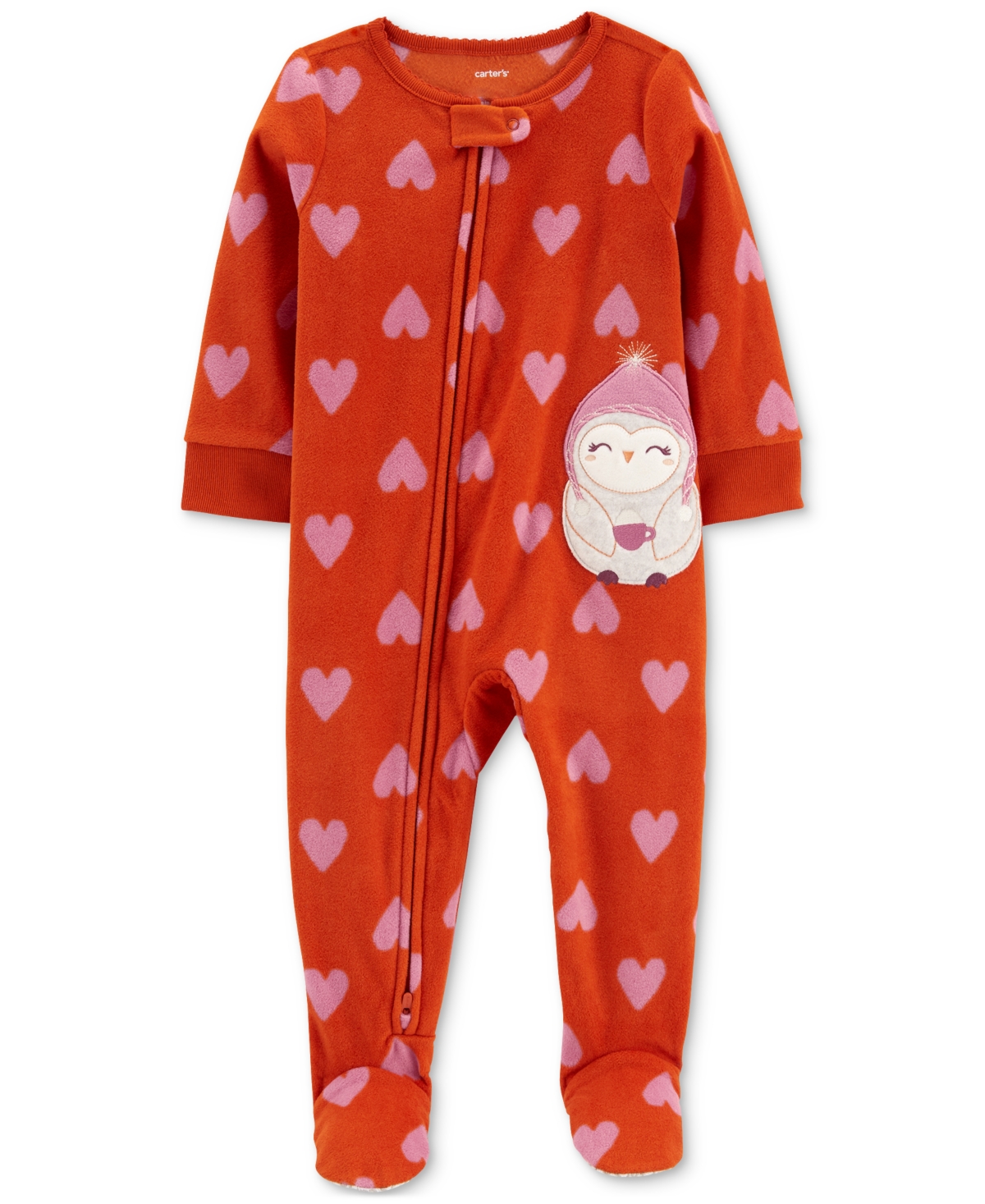 Carter's Baby Girls Long Sleeve Fleece Footed Pajamas In Red