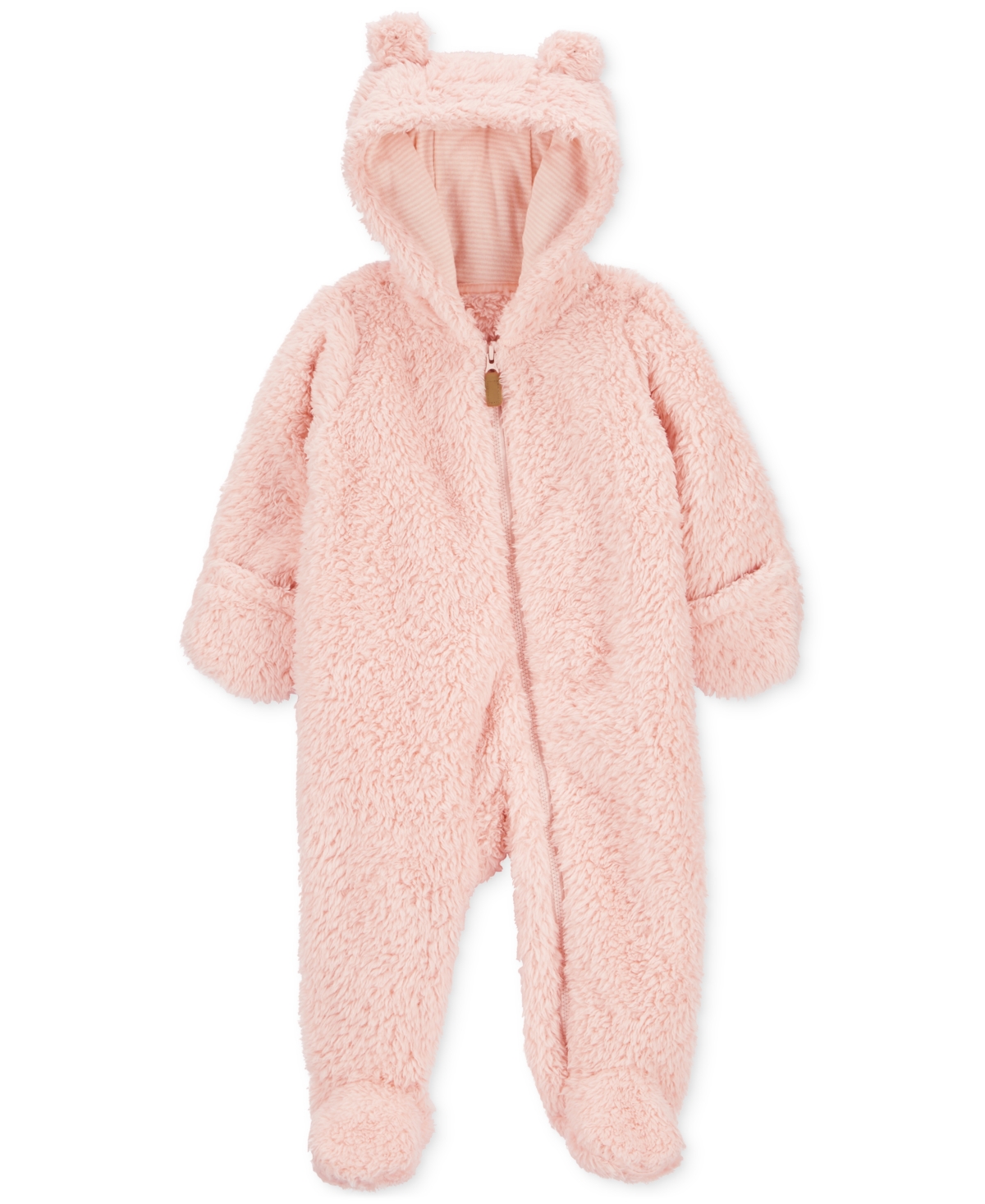 Carter's Baby Girls Faux-sherpa Footed Pram Coverall In Pink