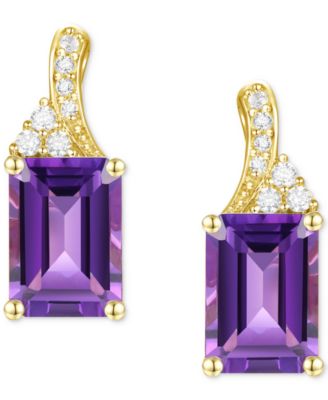 Amethyst (1-5/8 ct. t.w.) & Lab-Grown White Sapphire (1/10 ct. t.w.) Stud Earrings in 14k Gold-Plated Sterling Silver (Also in Blue Topaz & Lab-Grown Opal)