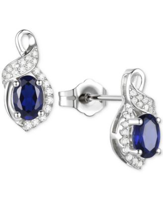 Amethyst (3/4 ct. t.w.) & Lab-Grown White Sapphire (1/6 ct. t.w.) Oval Swirl Stud Earrings in Sterling Silver (Also in Additional Gemstones)