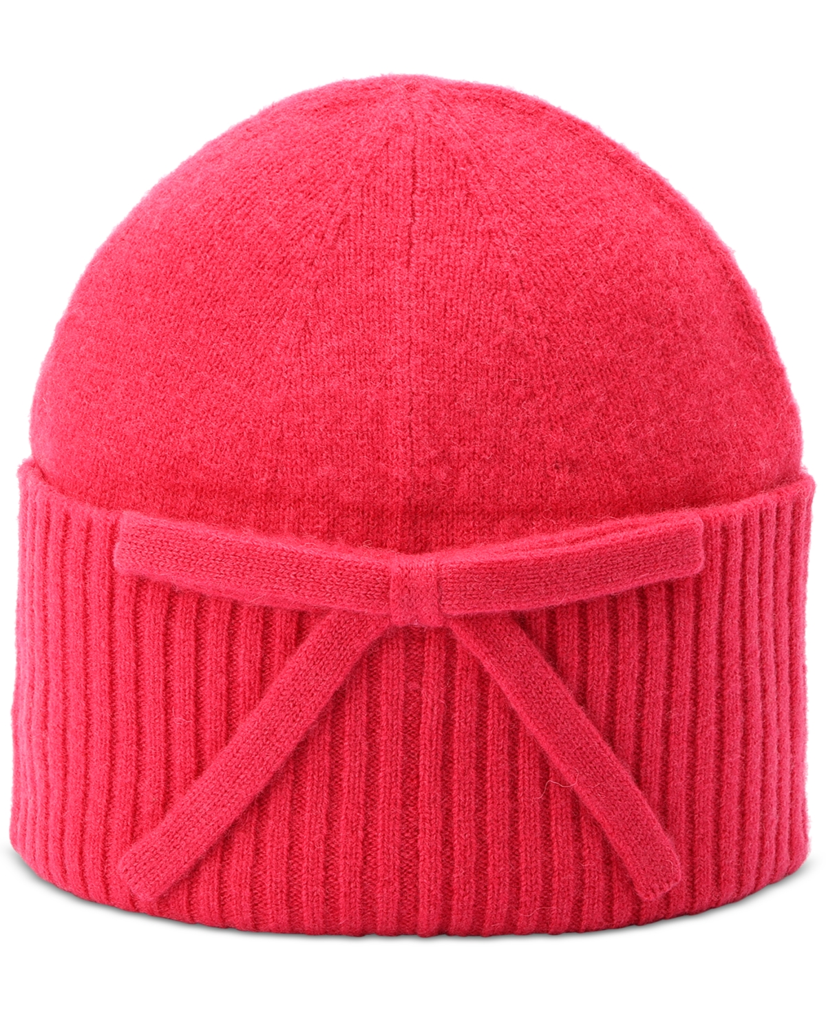 Kate Spade Women's Bow Ribbed-cuff Knit Beanie In Pompom Pink