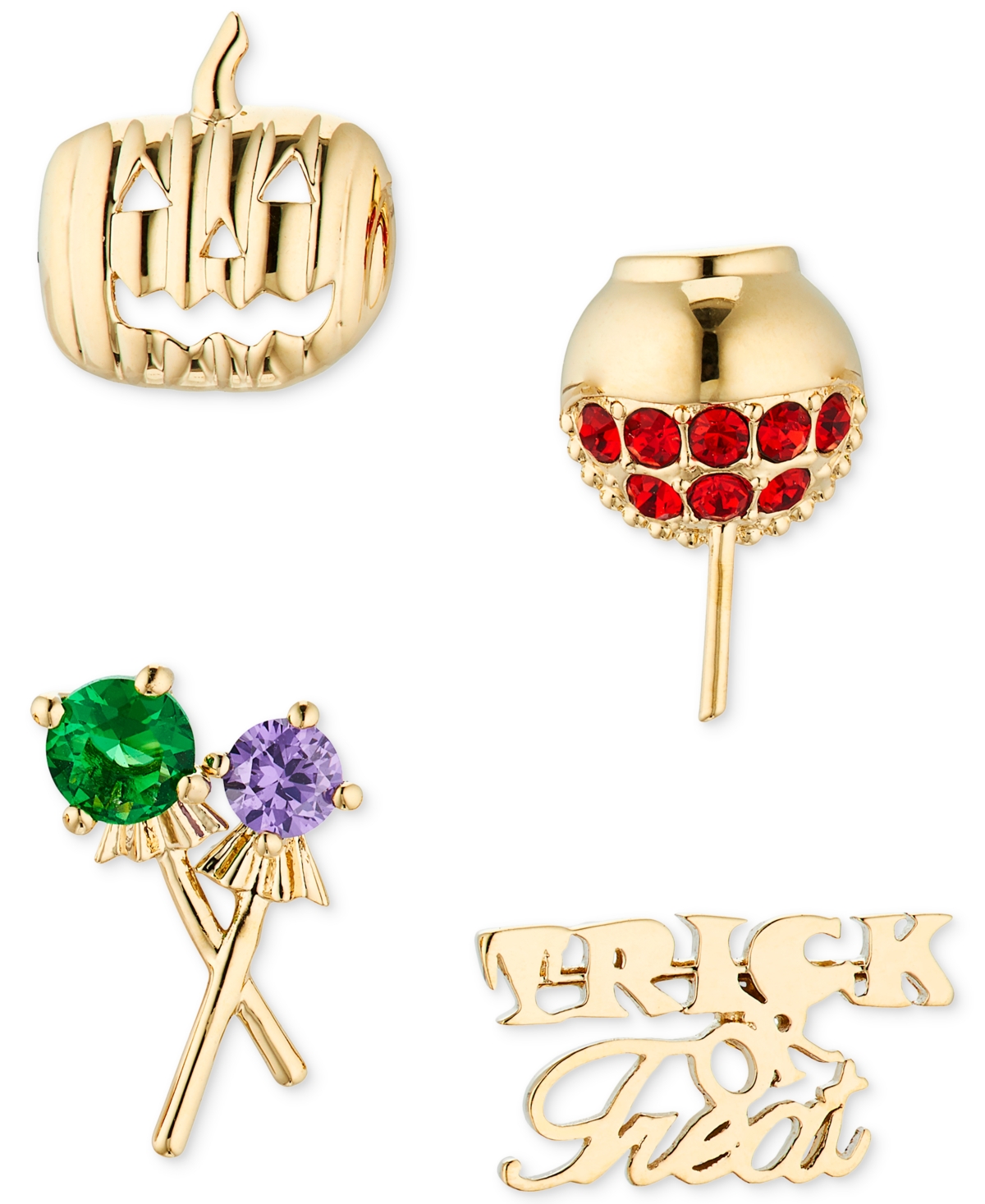 Ava Nadri 18k Gold-plated 4-pc. Set Mixed Stone Trick Or Treat Single Stud Earrings In Yellow