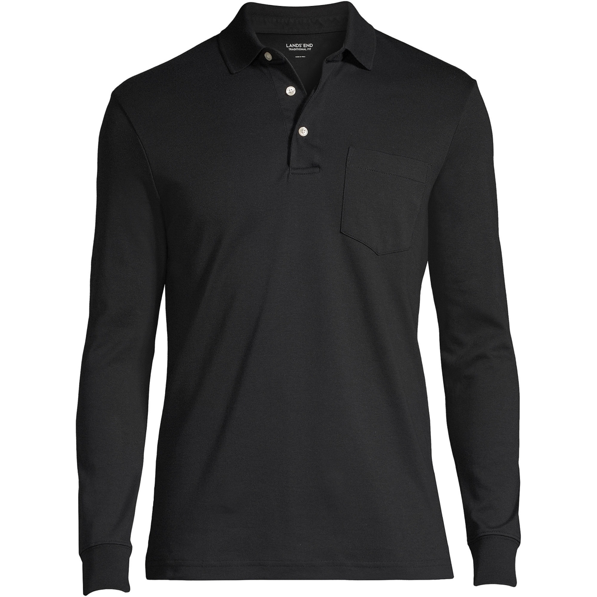 Lands' End Big & Tall Long Sleeve Cotton Supima Polo Shirt with Pocket