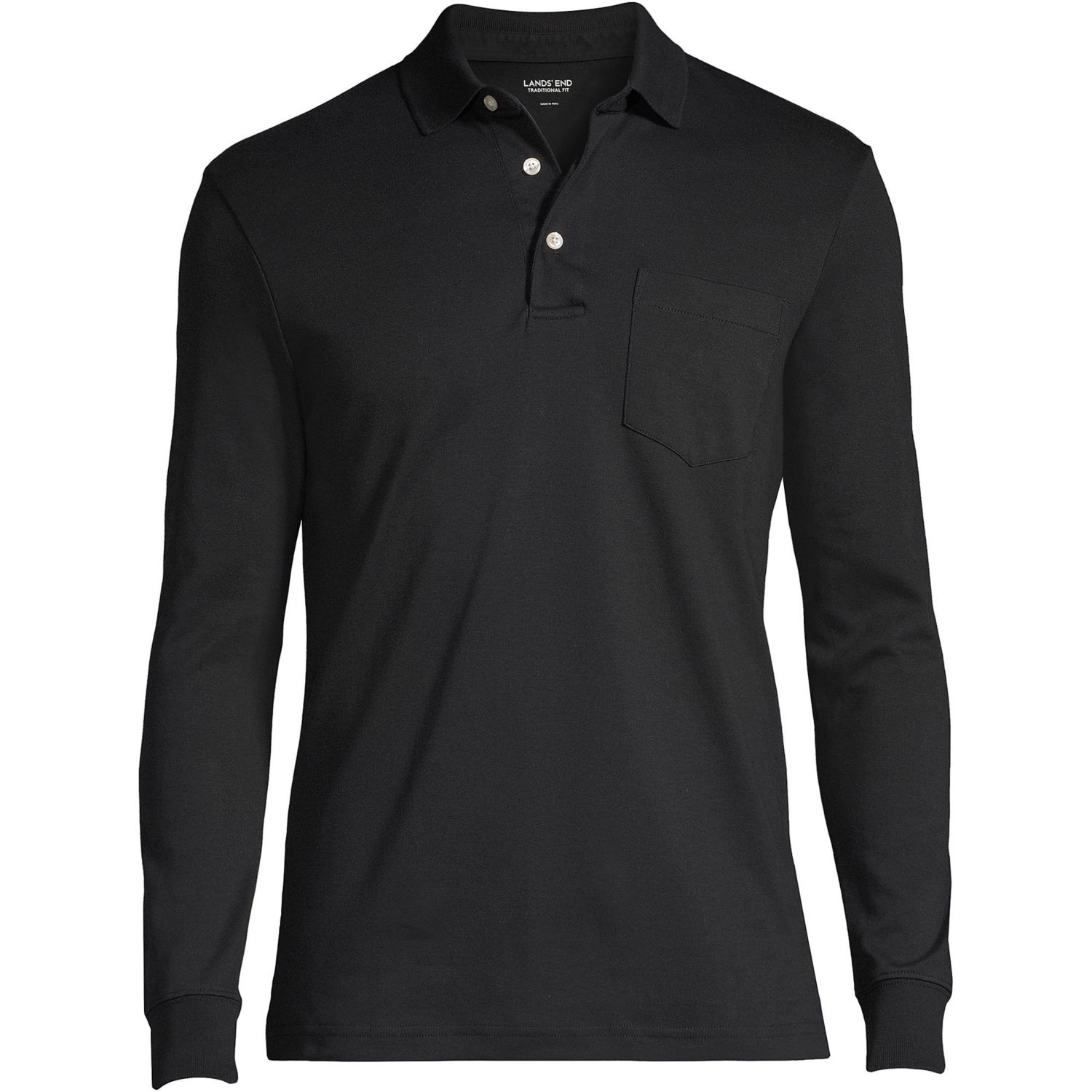 Big & Tall Long Sleeve Cotton Supima Polo Shirt with Pocket